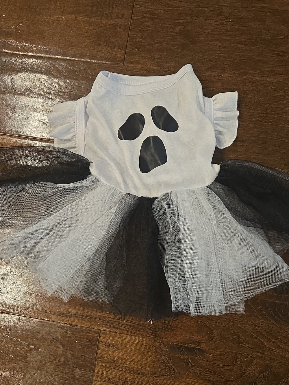 White & Black Ghost Tutu Dog Costume - Cute Pet Halloween Dress
